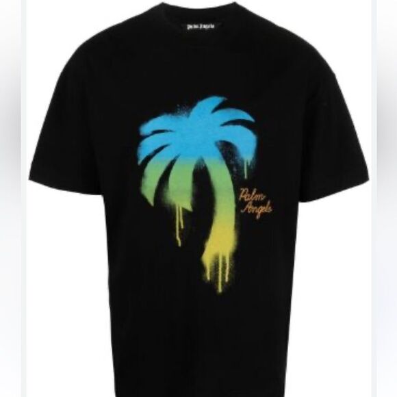PALM ANGELS CREW-NECK T-SHIRT WITH SPRAY MAXI PRINT XS NWT $ 350.00 - Picture 3 of 3
